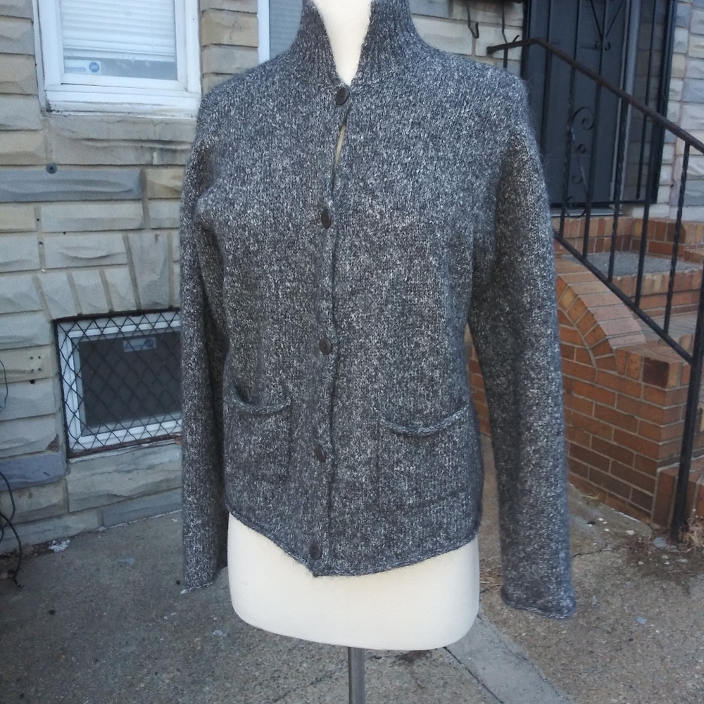 Eileen Fisher Wool & Alpaca Italian Yarn Knit Sweater in Grey Size Medium Petite - Picture 2 of 12